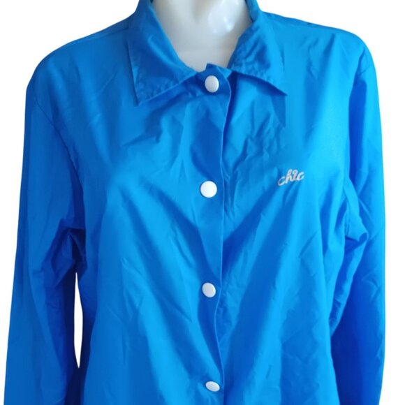 Medium Vintage Chic Womens Windbreaker Jacket Snap Buttons Logo Made In USA - Picture 1 of 7
